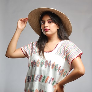 Mexican dress, loom  huipil, Oaxaca dress, hippie dress, boho mini dress , short dress, kaftan beach, boho, bohemian dress, kaftan, palms