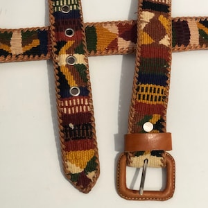 Cintura intrecciata, cintura artigianale intrecciata, cintura artigianale in pelle e cotone multicolore, cintura boho, cintura messicana folk boho, cintura in pelle intrecciata