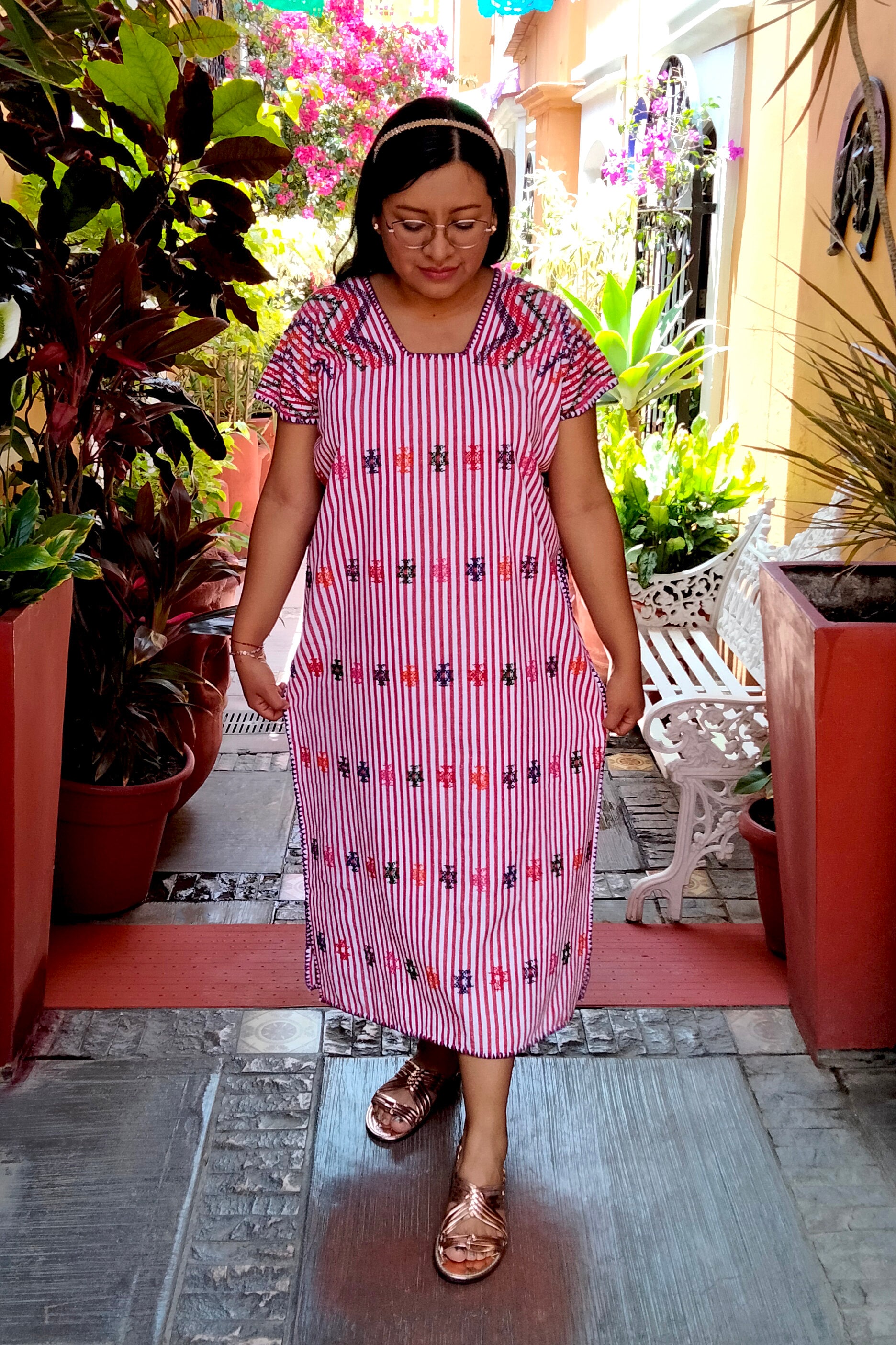 Mexican Robe Mexican Dress, Loom Huipil, Oaxaca , Hippie Dress, Boho Long Dress ...