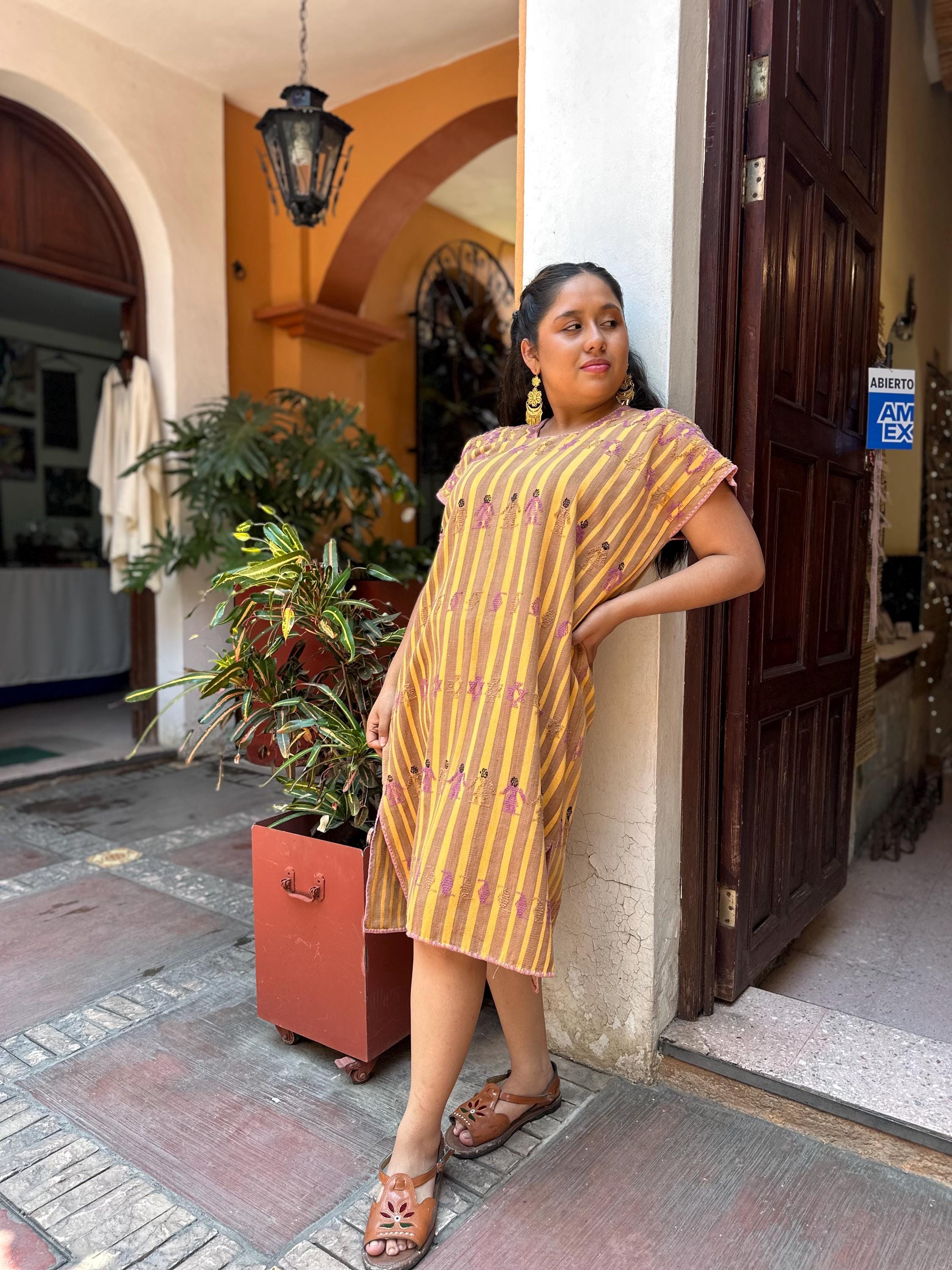 Handwoven Huipil - Natural Dyes Cempasúchil & Bark Doll Brocade Backstrap Loom Unique Artisan Piece