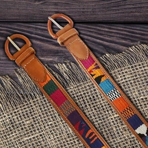 Woven belt, cinturón artesanal tejido,multicolored leather cotton artisanal belt, boho belt, bohemian folk mexican belt,weave leather belt