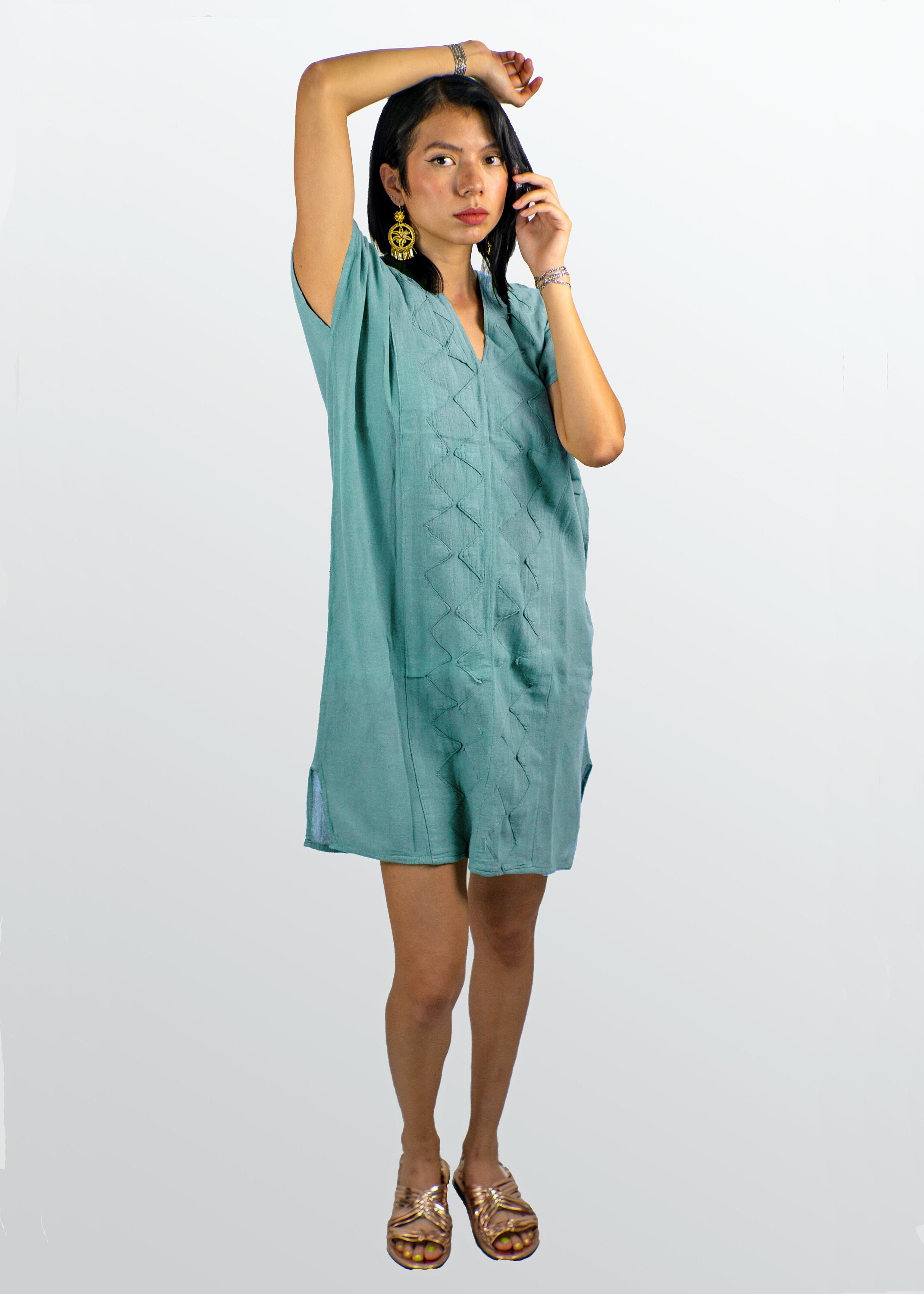 Mexican Robe Kaftan Tunic Robe, Huipil Mexico, Oaxaca, Dress, Hand Made, Beach Dress ...