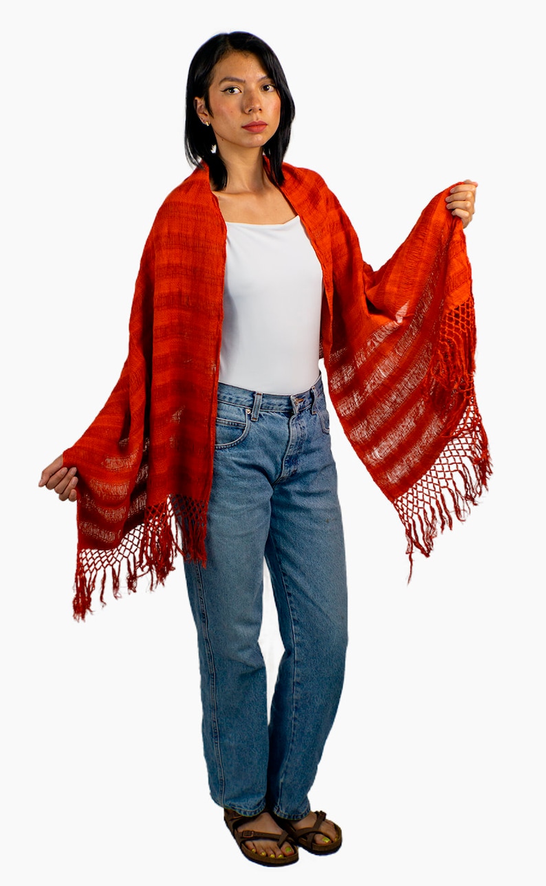 Rebozo mexicano, chalina, rebozo mexicain, écharpe, bufandas, fulares, bufanda mexicana 100 % coton, deshilado fino, chal tejido, poncho, capa image 8