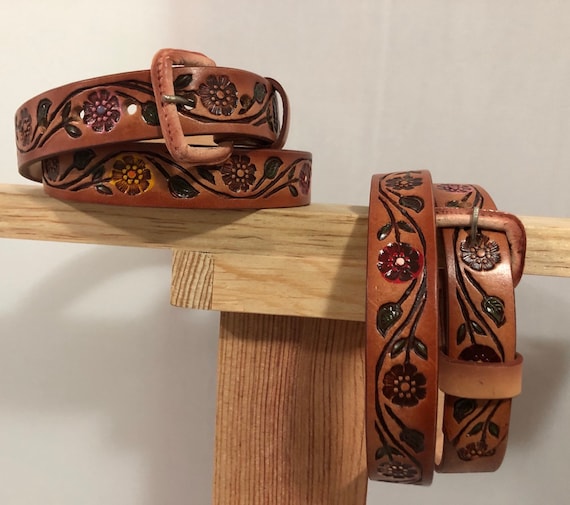 Leather Flowers Belt, Cinturón Artesanal, Bohemio  display picture 3