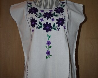 oaxaca blouse, embroidered blouse, tacuate embroidered, mexican blouse, birds blouse, cotton blouse, blusa sin mangas mexicana, campesina