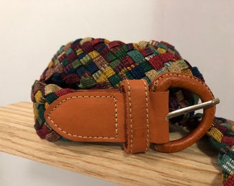 Woven belt, cinturón artesanal tejido,multicolored leather cotton artisanal belt, boho belt, bohemian folk mexican belt,weave leather belt