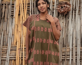 Mexicaanse jurk, weefgetouw huipil, Oaxaca-jurk, hippiejurk, boho lange jurk, lange jurk, kaftan strand, boho, boho-jurk