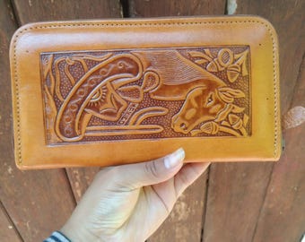 Bull design embossed leather wallet Light Brown Leather Wallet – Oaxaca Artisan Craft