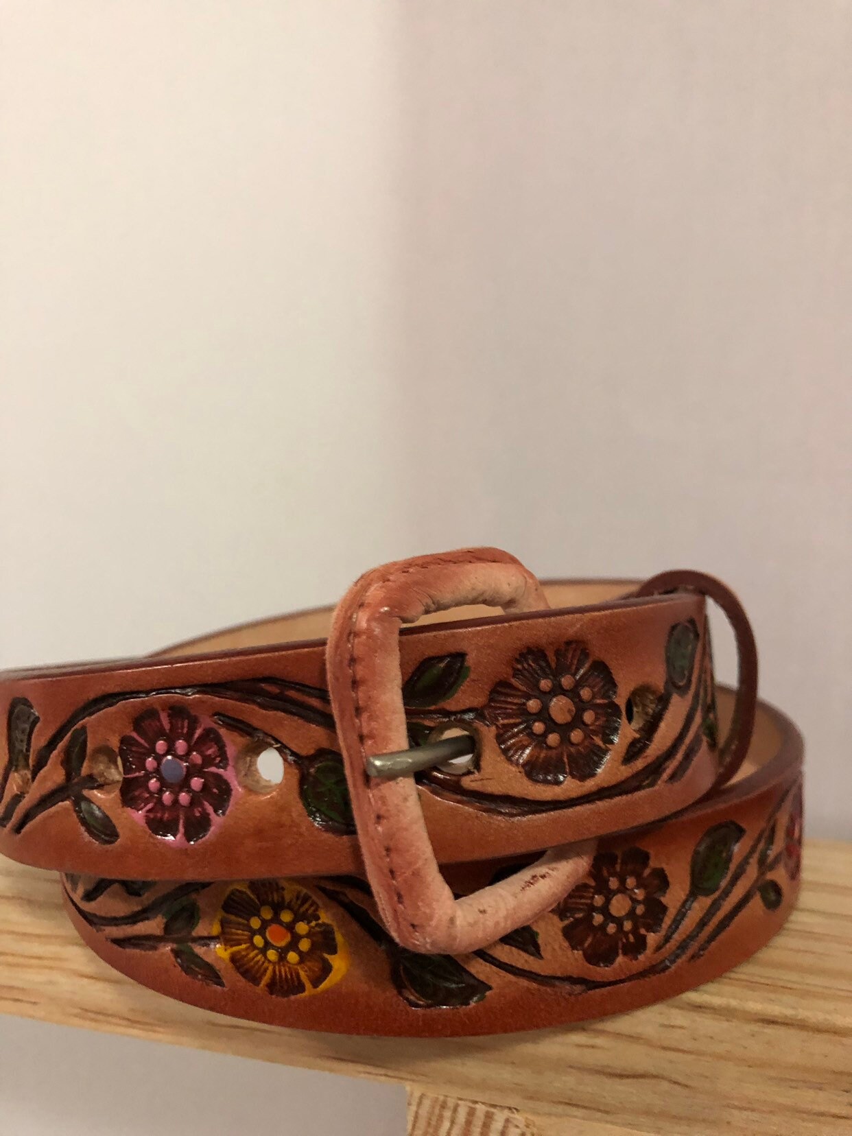Leather Flowers Belt, Cinturón Artesanal, Bohemio  display picture 3