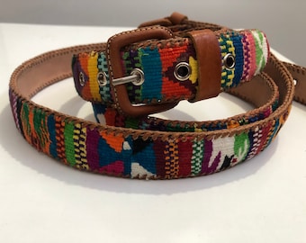 Cinturón tejido, cinturón artesanal tejido, cinturón artesanal de algodón de cuero multicolor, cinturón boho, cinturón boho folk mexicano, cinturón de cuero tejido