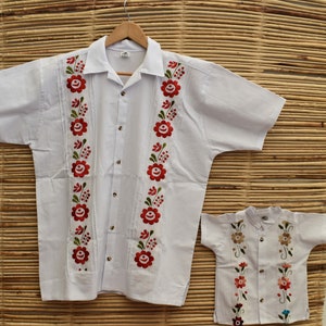 Conjunto de guayabera para padre e hijo, guayabera para niño, guayabera para el Día del Padre, camisetas familiares a juego, camisetas a juego, camisetas familiares a juego