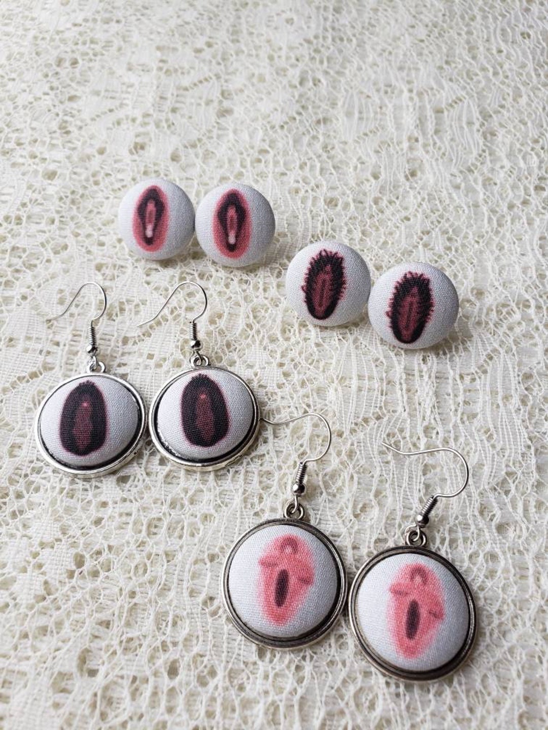 Vagina Fabric Button Earrings Vagina Earrings Vagina Etsy