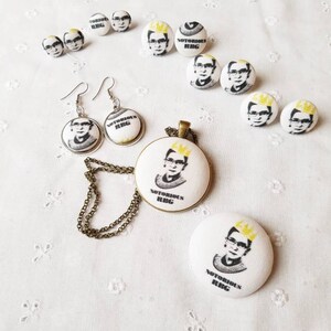 RBG Fabric Button Jewelry: Earrings, Necklace, Pin