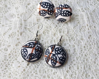 Monstera Fabric Button Earrings: Swiss Cheese Plant Jewelry