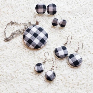 Buffalo Check Fabric Jewelry: Earrings or Necklace