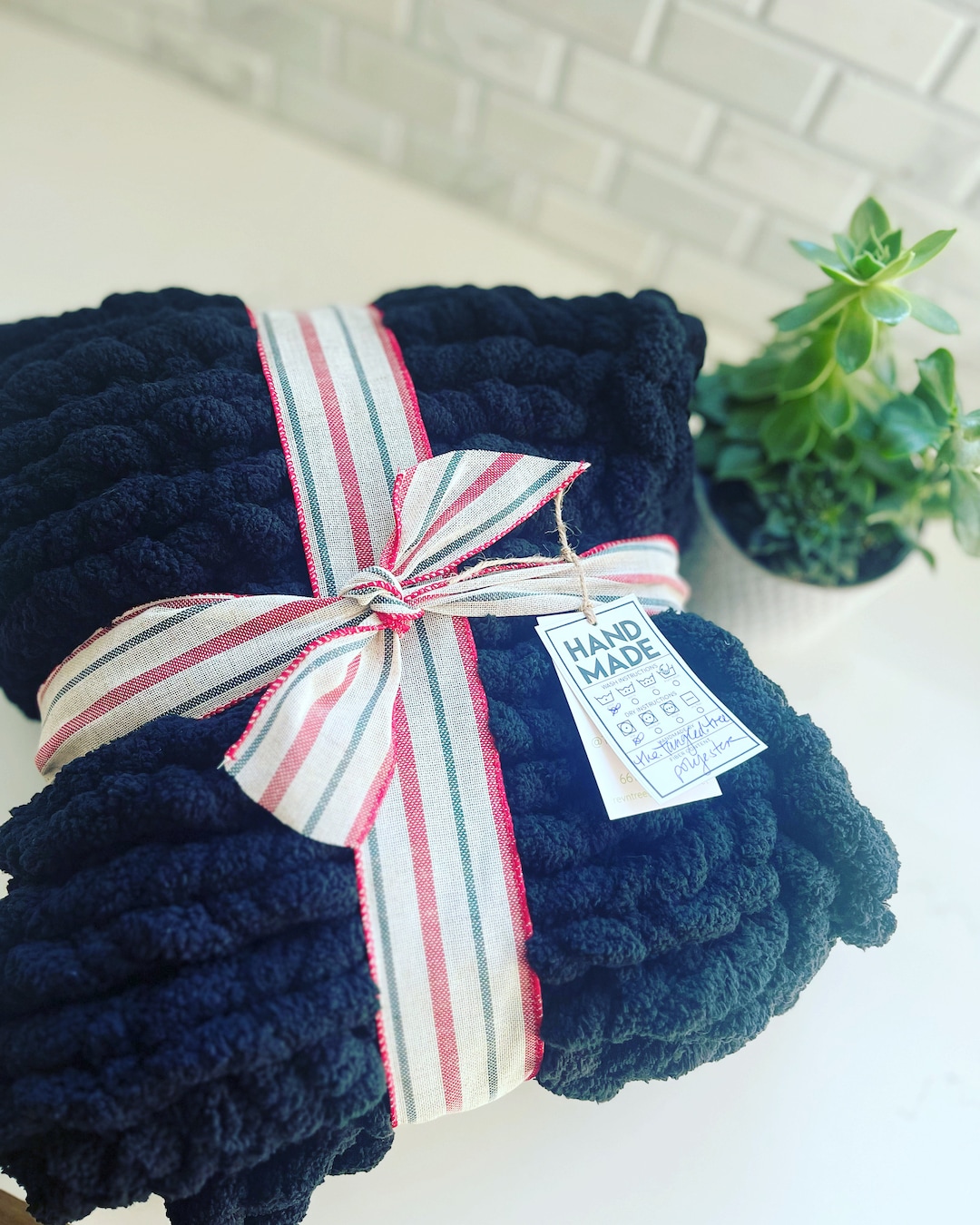 Chunky Hand Knit Blanket Etsy