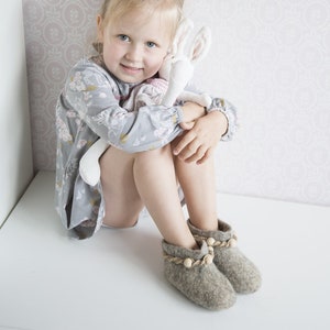 Children's felt felted wool booties - boiled wool slippers - boots - eco crib shoes - handmade using highest quality wool - soft & warm