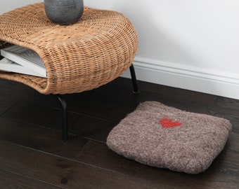 Grey Felt Cushion, Round Floor Seating Pad, Low Profile Zen Seat