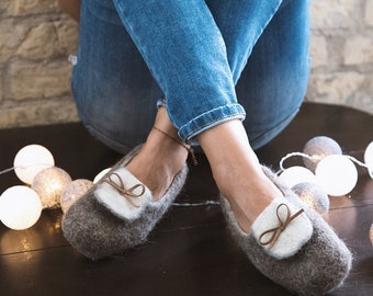 Felted wool slippers for women -  wool slippers / felt slippers / boiled wool slippers / house shoes - felt mules for women - eco - handmade
