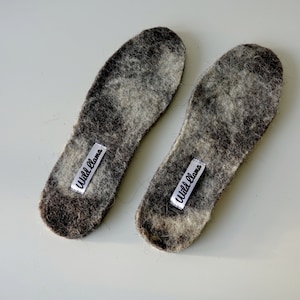 Felted felt wool shoe insole inserts for men/women made from organic wool / extremely warm/ soft and comfortable - all sizes available