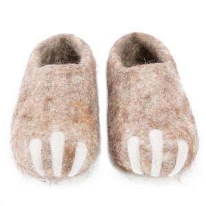 Felted wool slippers with claw design / wool slippers for men / boiled wool slippers /  handmade - scandi style