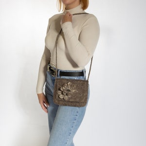 Natural felt womens handbag / felt cross body bag for phone and purse image 3