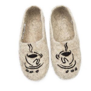 Men's Boiled Wool Clogs, Coffee Lover Slippers, Cozy House Shoes