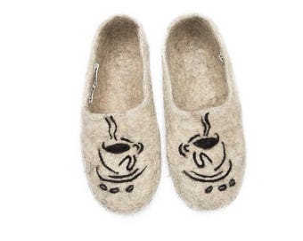 Zuecos de lana hervida para hombre, pantuflas para amantes del café, zapatos cómodos para estar en casa.