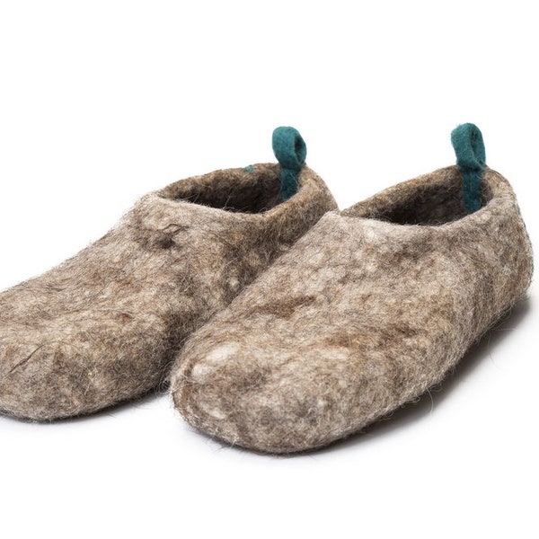 Chaussons en laine feutré scandinave pour hommes - sabots en laine - chaussures de maison en laine bouillie - mules en feutre pour femmes / hommes - laine écologique - fait à la main