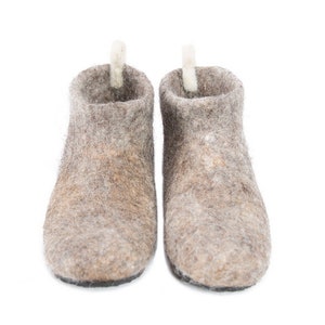 Felt felted boiled wool slipper boots for men and women with sole House shoes Wool clogs Felt mules Eco friendly Perfect gift image 4
