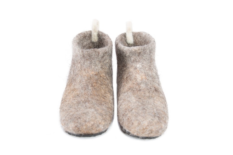 Felt felted boiled wool slipper boots for men and women with sole House shoes Wool clogs Felt mules Eco friendly Perfect gift image 4