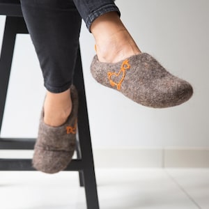 Scandinavian felt felted wool slippers for women / wool clogs / boiled wool house shoes / felt mules for women / eco wool / handmade