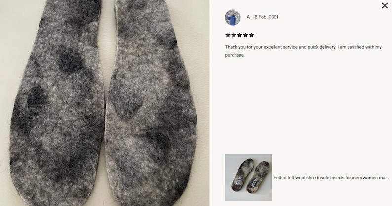 Wool shoe insoles, natural undyed felted wool, unisex warm boot inserts with white brand tags.