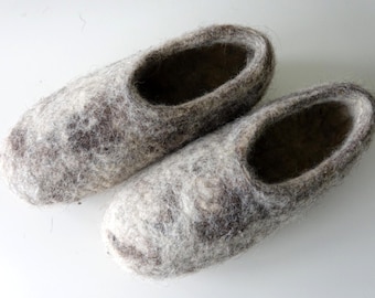 Hand Felt Wool Slippers, Boiled Wool Clogs, Eco Mules, Unisex Home Comfort