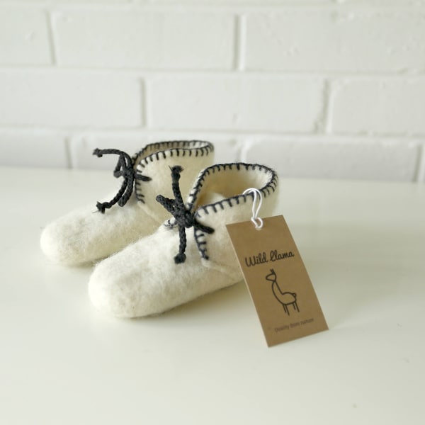 Children's felt felted wool booties / slippers / boots / crib shoes  - handmade using highest quality wool - soft and warm