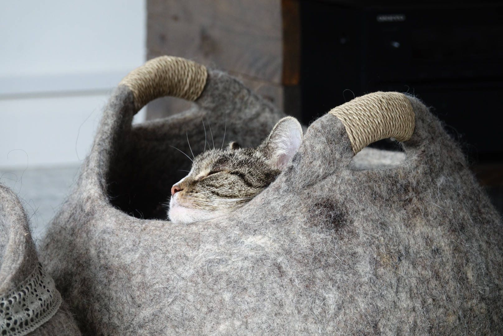 panier de rangement en feutre/panier à linge feutré laine magazines lit pour chat chien