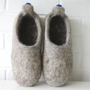 Felt Clogs Unisex, Natural Wool Mules, Undyed Grey Indoor Slippers