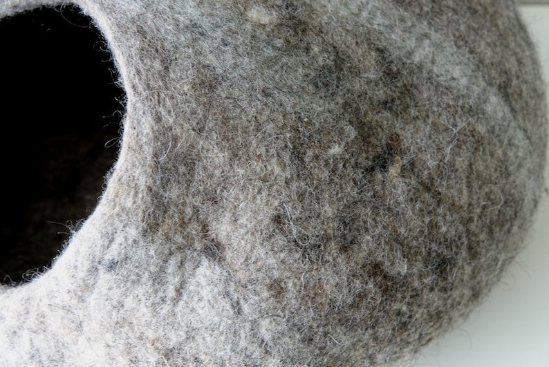handmade felted from 100/% natural eco sheep wool grey mixed with brown cats love it Bed House READY TO SHIP: Cat Cave