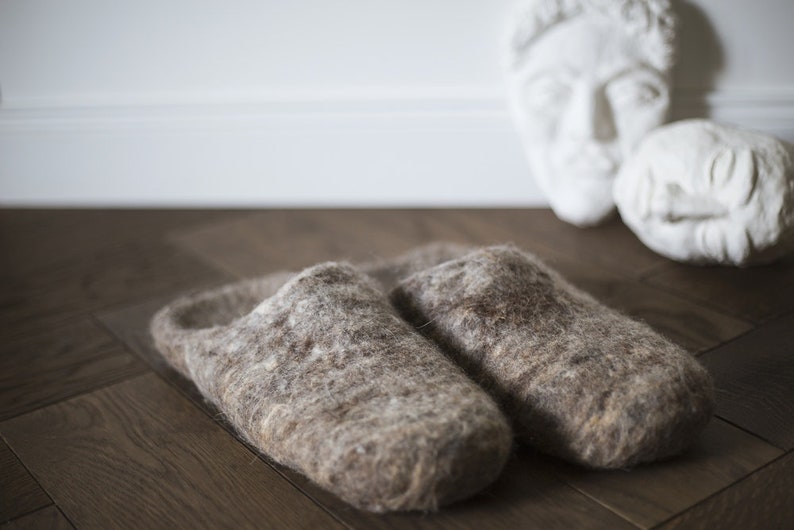 Felt felted wool slippers minimalist scandinavian unisex | Etsy