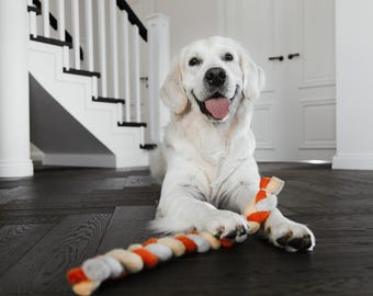 Natural Wool Dog Bone Toy, Quiet Indoor Fetch, Eco Friendly Chew Toy