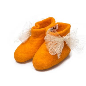 Children&#39;s felt felted wool booties / slippers / boots / crib shoes - handmade using highest quality wool - soft and warm