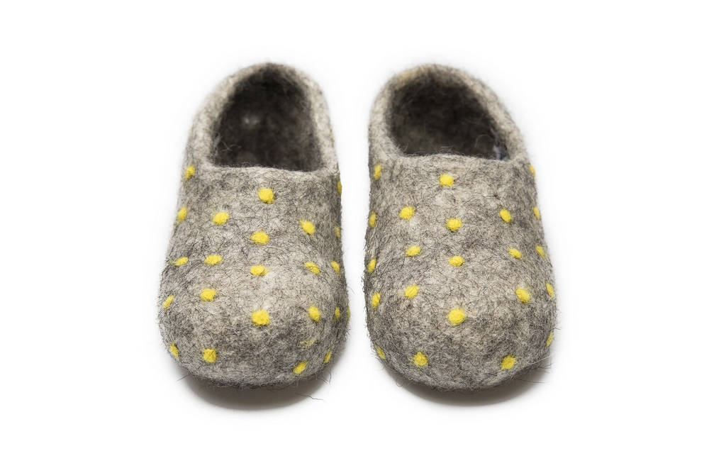 Felted Wool Slippers for Women With Embroidered Polka Dot | Etsy