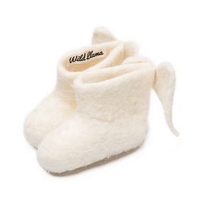 Children&#39;s felt felted wool booties / slippers / boots / crib shoes with angel wings - handmade using highest quality wool - soft and warm