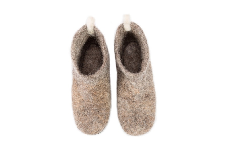 Felt felted boiled wool slipper boots for men and women with sole House shoes Wool clogs Felt mules Eco friendly Perfect gift image 2