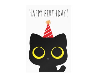 Black Cat Birthday Card Cat Postcard