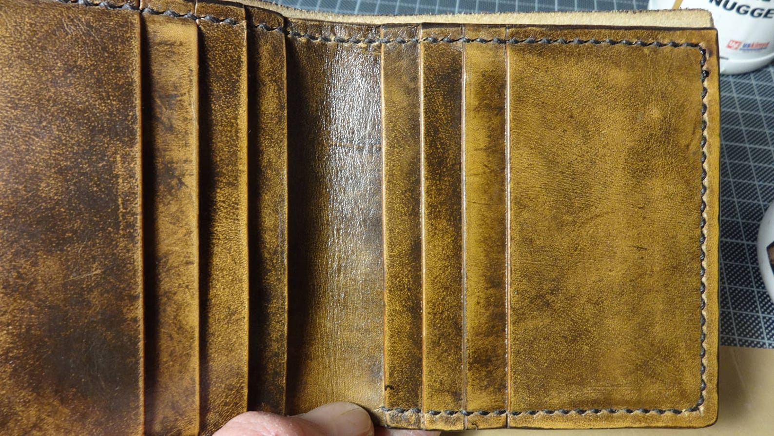 Handmade Bifold Wallet, Vegetable Tanned Full Grain Leather, Handsewn