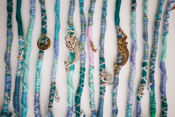 Mermaid Hair wrap extension - Dreadlock warp - boho hippie - festival hair assesory (Set of two)