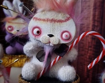 TEDDY RABBIT - loco peludo divertido artdoll arttoy decoración del hogar halloween conejo regalo aterrador juguete espeluznante