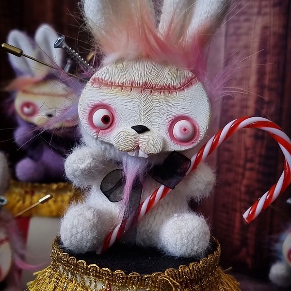 TEDDY RABBIT - loco peludo divertido artdoll arttoy decoración del hogar halloween conejo regalo aterrador juguete espeluznante