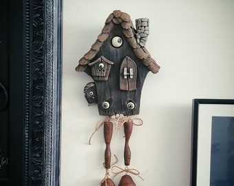 BABA YAGA HOUSE- artdoll fairytale handmade unique home decor halloween spooky, russian culture, cutie witchy fantasy gift